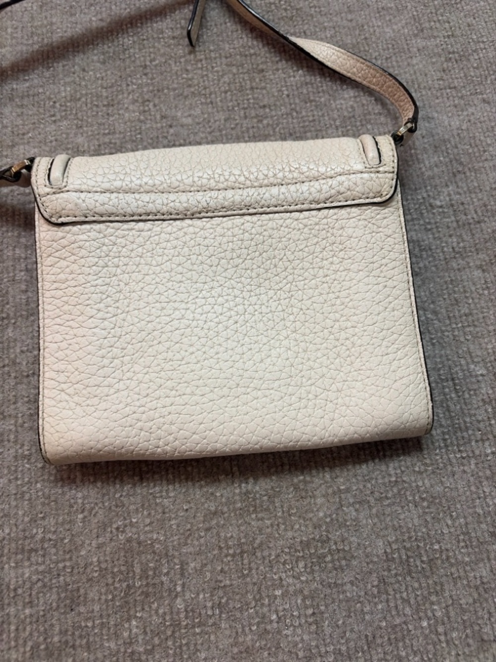Kate Spade New York Cream Pebbled Leather Crossbody Bag Gold Turn Lock - Picture 4 of 7